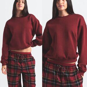 NWT Skims Classic Cotton Crewneck Sweatshirt in Merlot